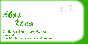 akos klem business card